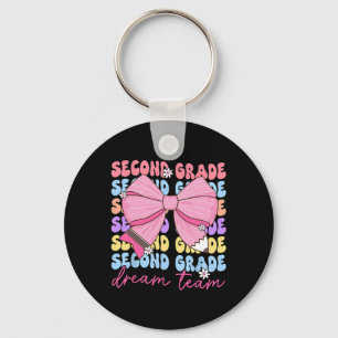 Second Grade Dream Team Teacher Bow Back To School Keychain