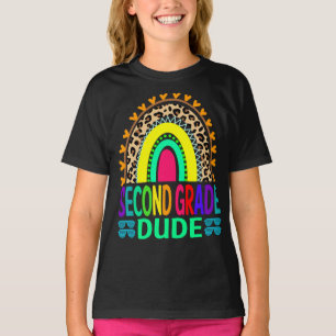Second Grade Dude Rainbow Leopard Back To School T-Shirt