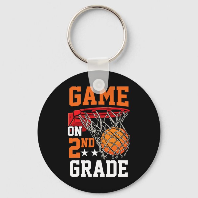 Second Grade Game On Basketball Back To School 2nd Keychain (Front)