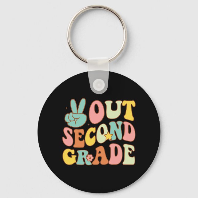 Second Grade Groovy Last Days School 2nd Grade  Keychain (Front)