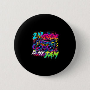 Second grade is jam retro back to school teacher 2 inch round button