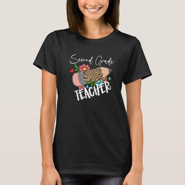 Second Grade Leopard Pencil 2nd Second Day Of Scho T-Shirt (Front)