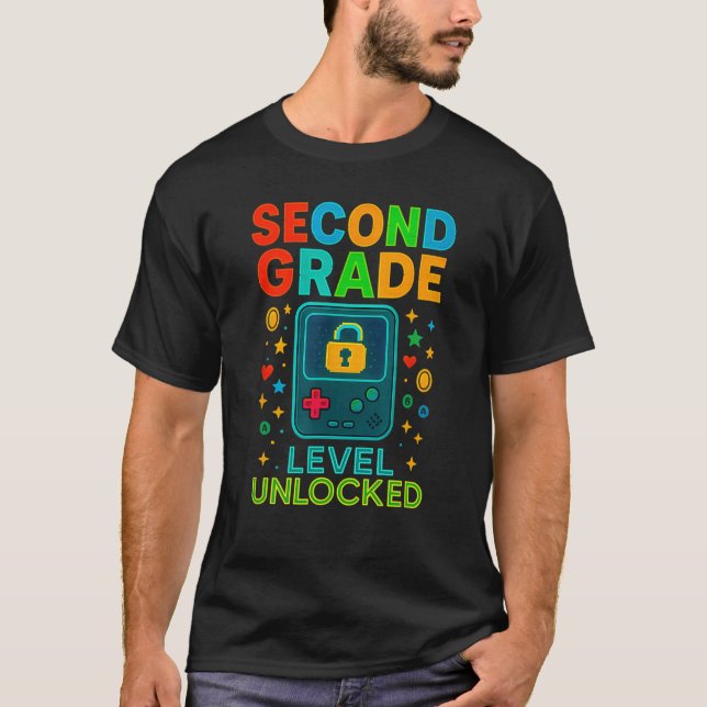 Second Grade Level Unlocked Gamer Ck To School Con T-Shirt (Front)