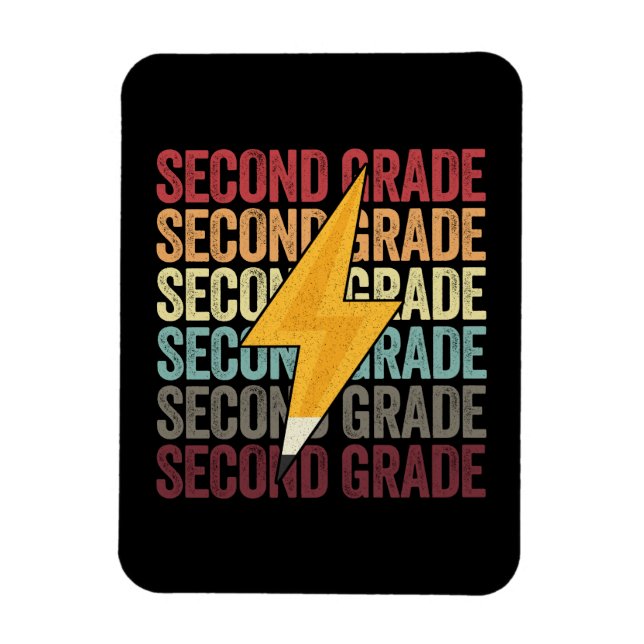Second Grade Lightning Bolt Pencil 2th Grade Magnet (Vertical)
