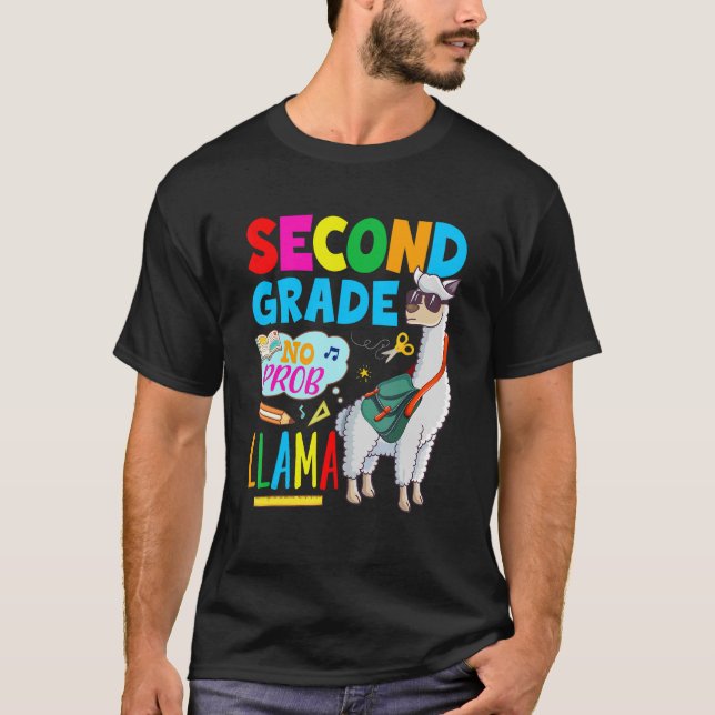 Second Grade No Prob Llama  2nd Grade Teacher Stud T-Shirt (Front)