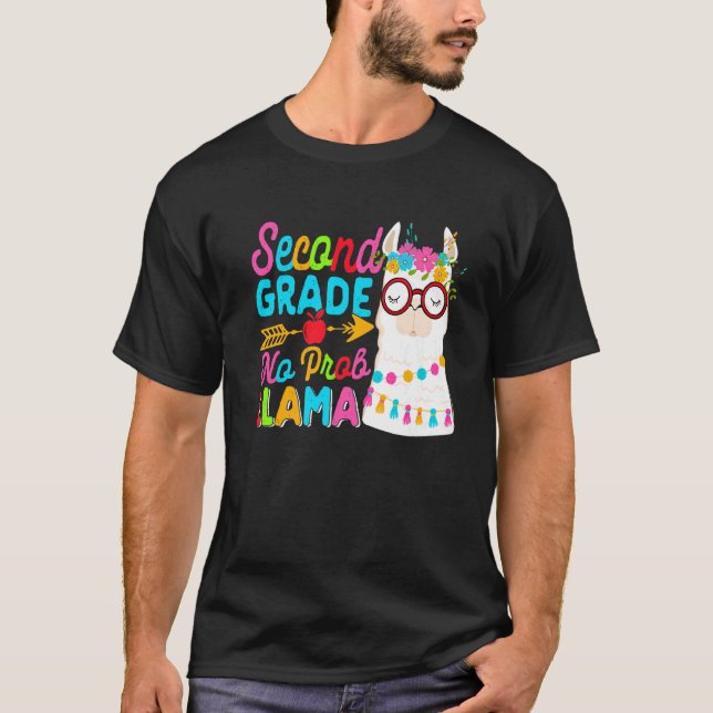 Second Grade No Prob Llama Back To School First Da T-Shirt (Front)