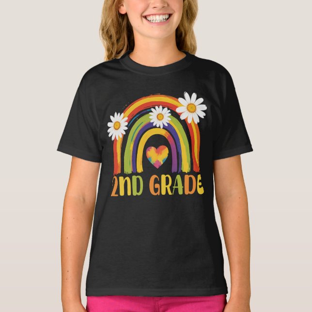 Second Grade Rainbow Back to School 2nd Grade T-Shirt (Front)