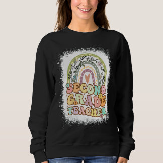 Second Grade Rainbow Bleached Retro Back To School Sweatshirt