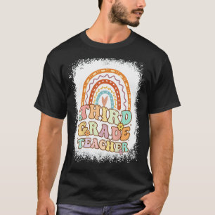 Second Grade Rainbow Bleached Retro Back To School T-Shirt