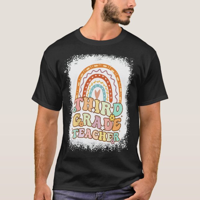 Second Grade Rainbow Bleached Retro Back To School T-Shirt (Front)