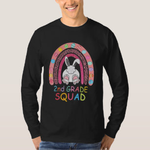 Second Grade Rainbow Bunny Boy Girl Teacher Squad T-Shirt