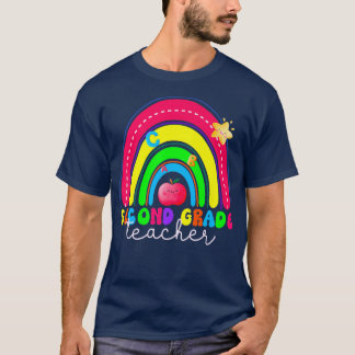 Second Grade Rainbow, Colourful Back to School Tea T-Shirt