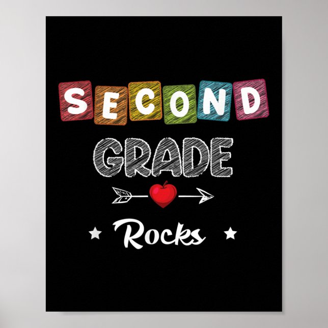 Second Grade Rocks Teacher Student Back To School  Poster (Front)