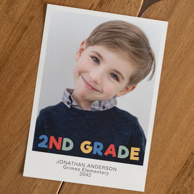 Second Grade School Year Photo Keepsake Card (Creator Uploaded)