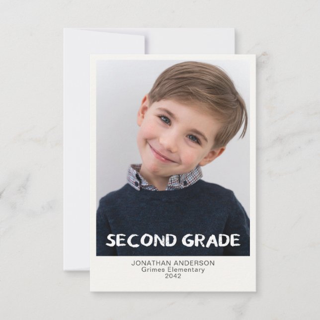Second Grade School Year Photo Keepsake Card (Front)