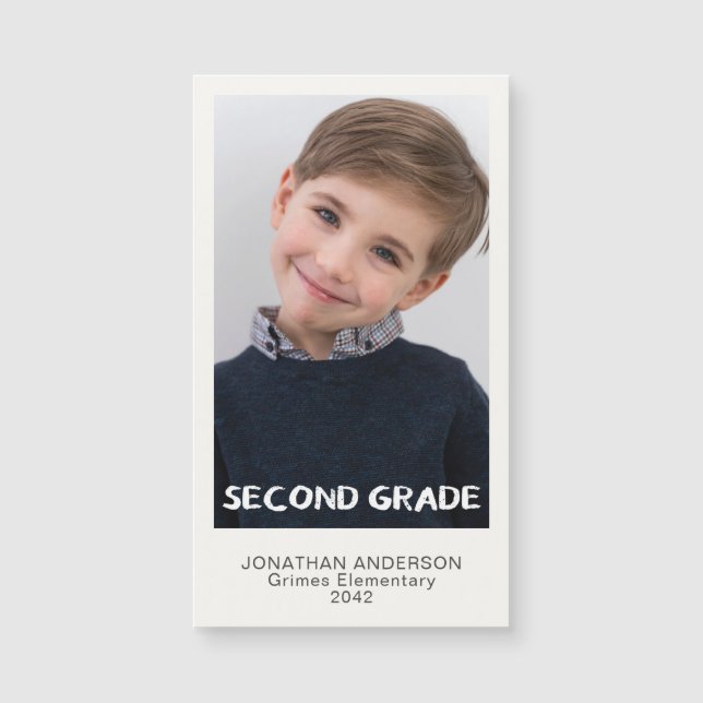 Second Grade School Year Photo Keepsake Magnet (Front)