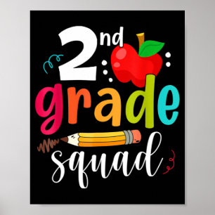 Second Grade Squad Fun Back To School 2nd Graders  Poster