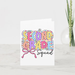 Second Grade Squad Teacher Girl Coquette Bow Back  Card