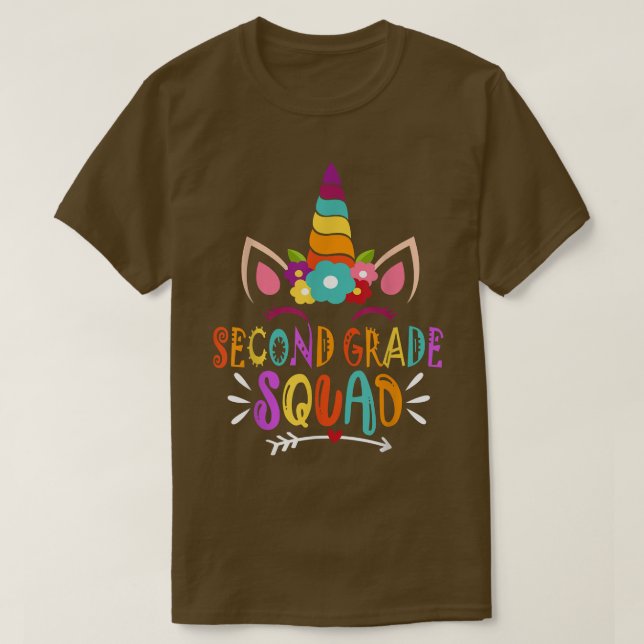 Second Grade Squad Unicorn Rainbow Back To School  T-Shirt (Design Front)