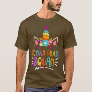 Second Grade Squad Unicorn Rainbow Back To School  T-Shirt