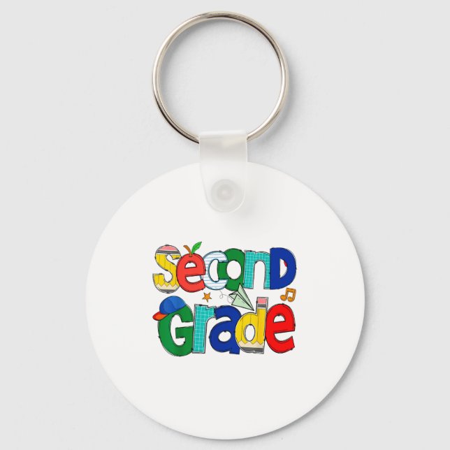 Second Grade Student School Clroom Learning Educat Keychain (Front)