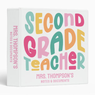 Second Grade Teacher Colorful Text Binder
