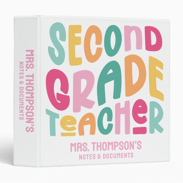 Second Grade Teacher Colorful Text Binder (Front/Spine)