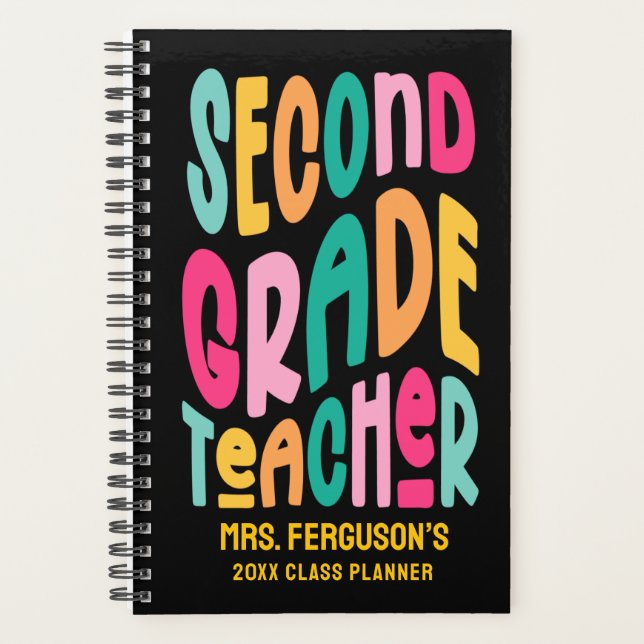 Second Grade Teacher Colorful Text Planner (Front)