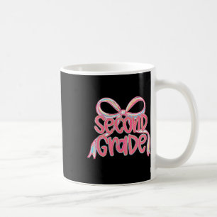 Second Grade Teacher Girly Pink Coquette Bow Back Coffee Mug