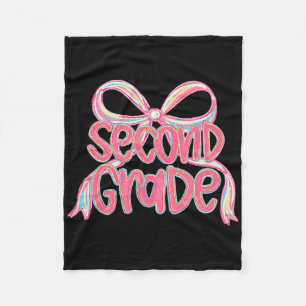 Second Grade Teacher Girly Pink Coquette Bow Back Fleece Blanket