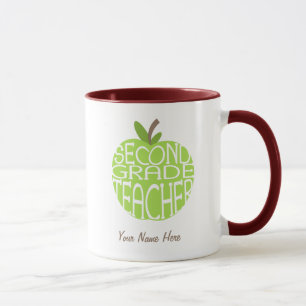 Second Grade Teacher Mug - Green Apple