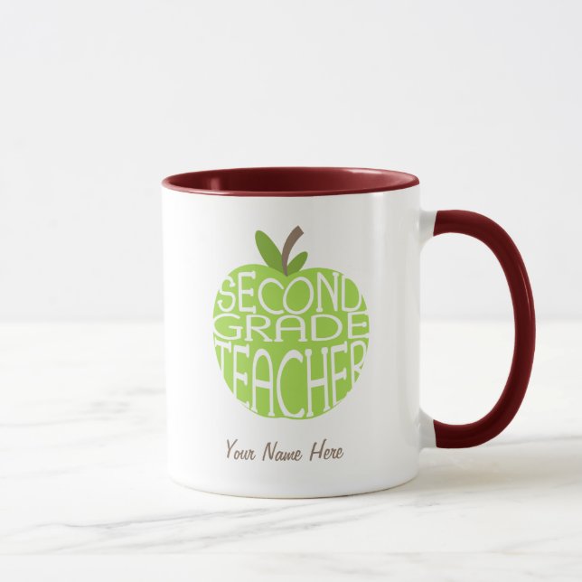 Second Grade Teacher Mug - Green Apple (Right)