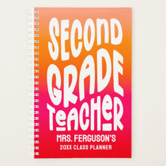 Second Grade Teacher Orange Red Ombre Planner