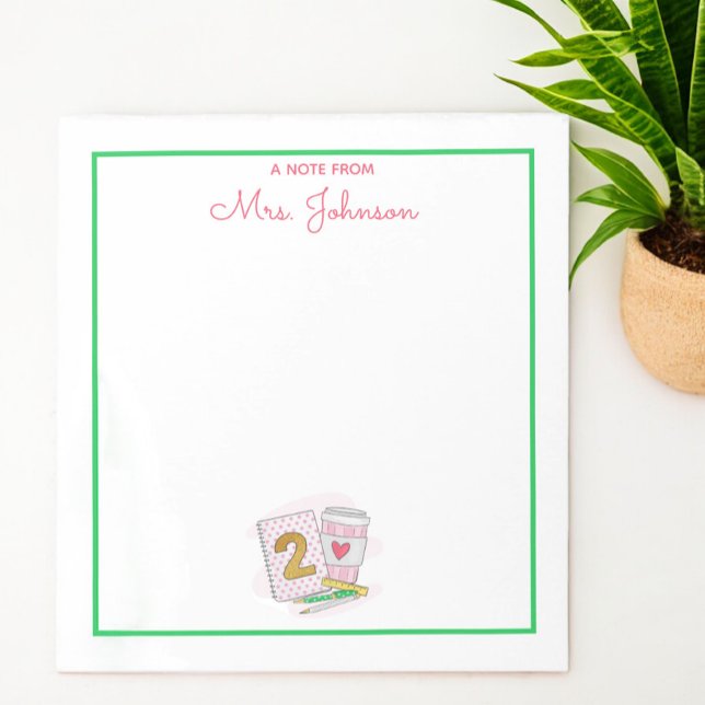 Second Grade Teacher Pink Preppy Notebook Coffee Notepad (Creator Uploaded)