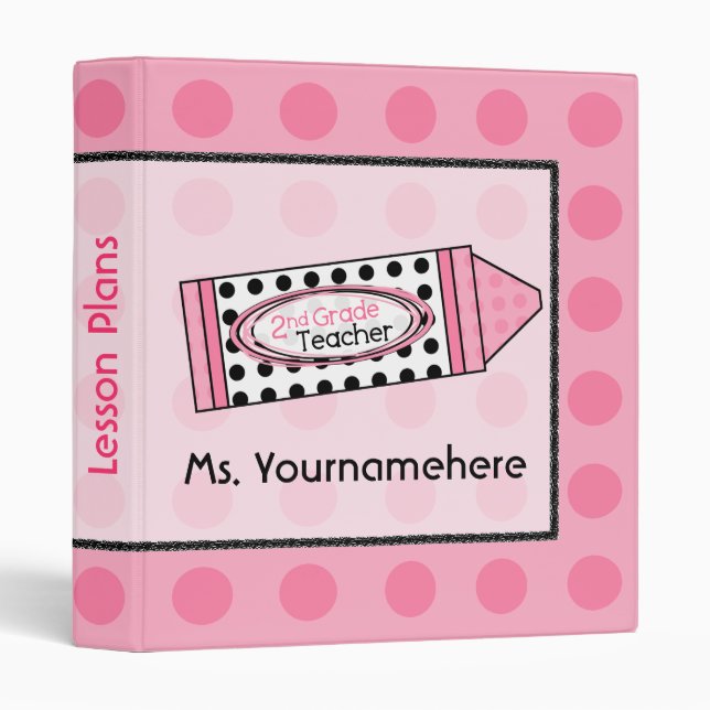 Second Grade Teacher Polka Dot Crayon Binder (Front/Spine)