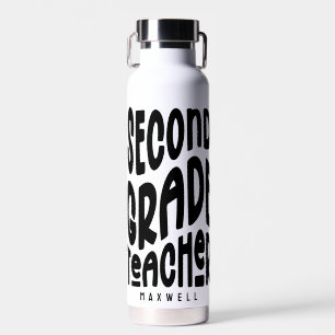 Second Grade Teacher Simple Text Water Bottle