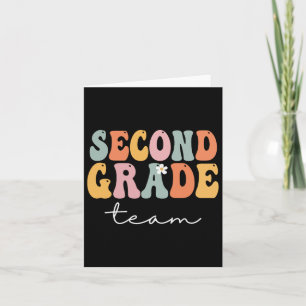 Second Grade Team Retro Groovy Vintage First Day O Card