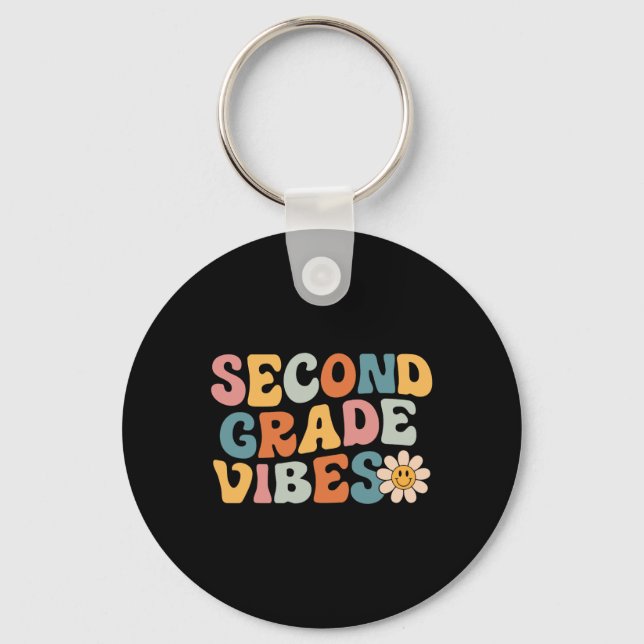Second Grade Vibes - 2nd Grade Team Retro 1st Day  Keychain (Front)