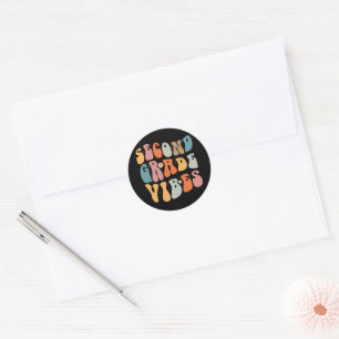 Second Grade Vibes Back To School Groovy School  Classic Round Sticker