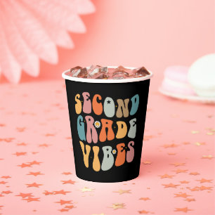 Second Grade Vibes Back To School Groovy School Paper Cups