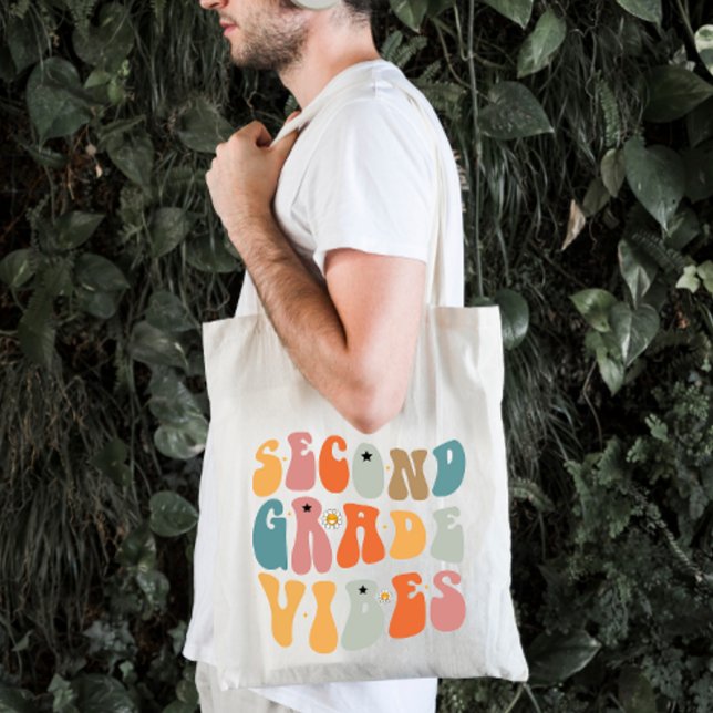 Second Grade Vibes Back To School Groovy School  Tote Bag (Creator Uploaded)