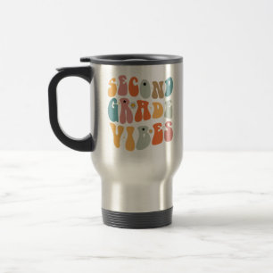 Second Grade Vibes Back To School Groovy School Travel Mug