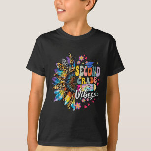 Second Grade Vibes Back To School Leopard Sunflowe T-Shirt