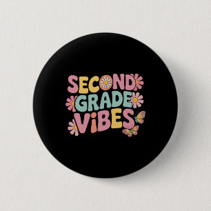 Second Grade Vibes Back To School Teacher Kids Boy 2 Inch Round Button