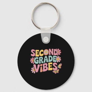 Second Grade Vibes Back To School Teacher Kids Boy Keychain
