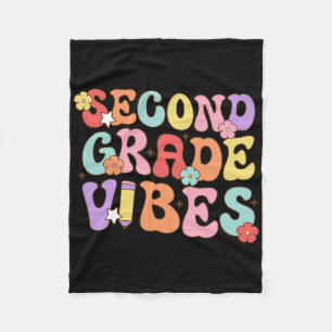 Second Grade Vibes Ck To School Retro 2nd Grade Te Fleece Blanket