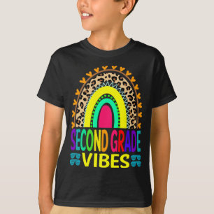 Second Grade Vibes Rainbow Leopard Back To School  T-Shirt
