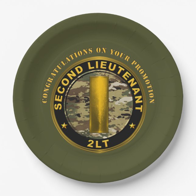 Second Lieutenant 2LT Promotion  Paper Plate (Front)
