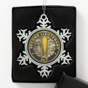 Second Lieutenant 2LT  Snowflake Pewter Christmas Ornament