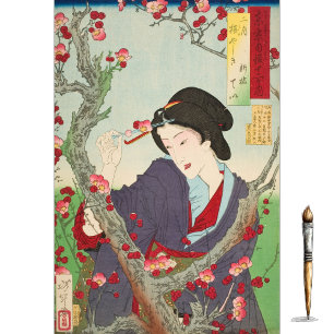 Second Month; Tei of Shinbashi by a Plum Tree  Tissue Paper